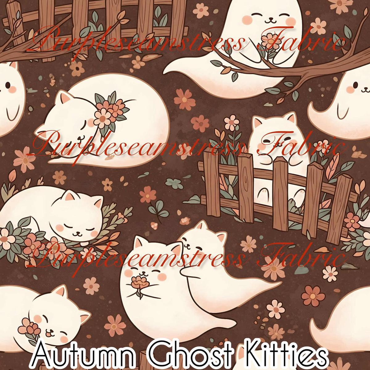 Autumn Ghost Kitties  Fabric