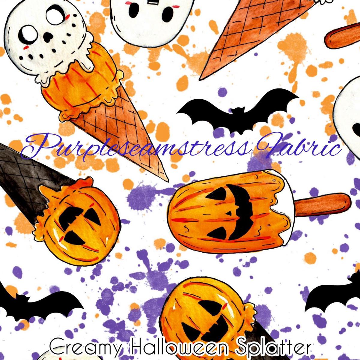Creamy Halloween Splatter  Fabric