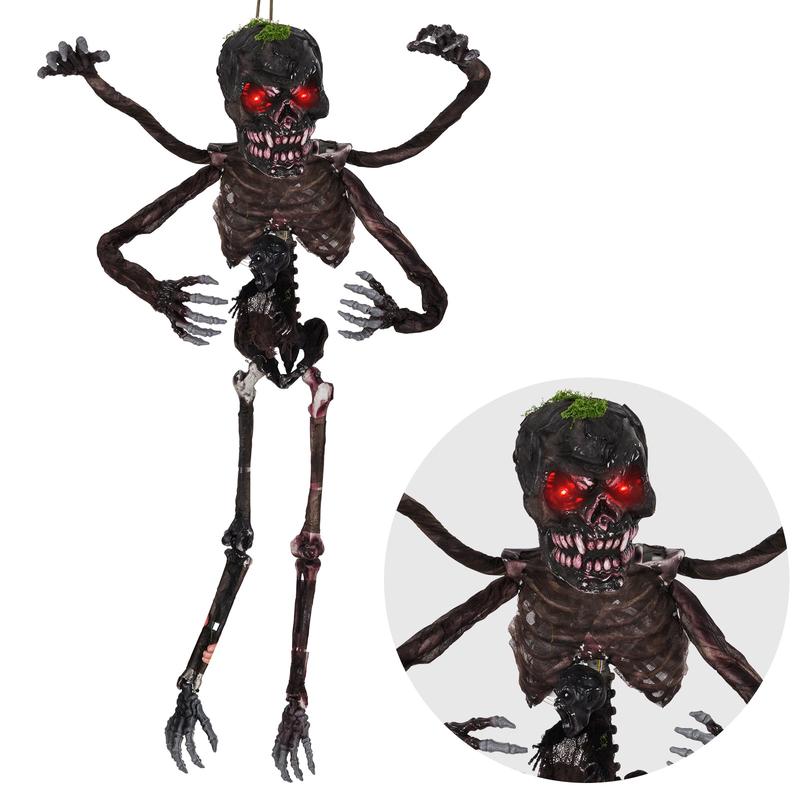 6 Feet Animated Halloween Decoration, LED Eyes, Spooky Sounds, Red