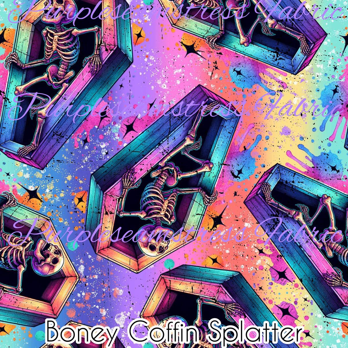 Boney Coffin Splatter  Fabric