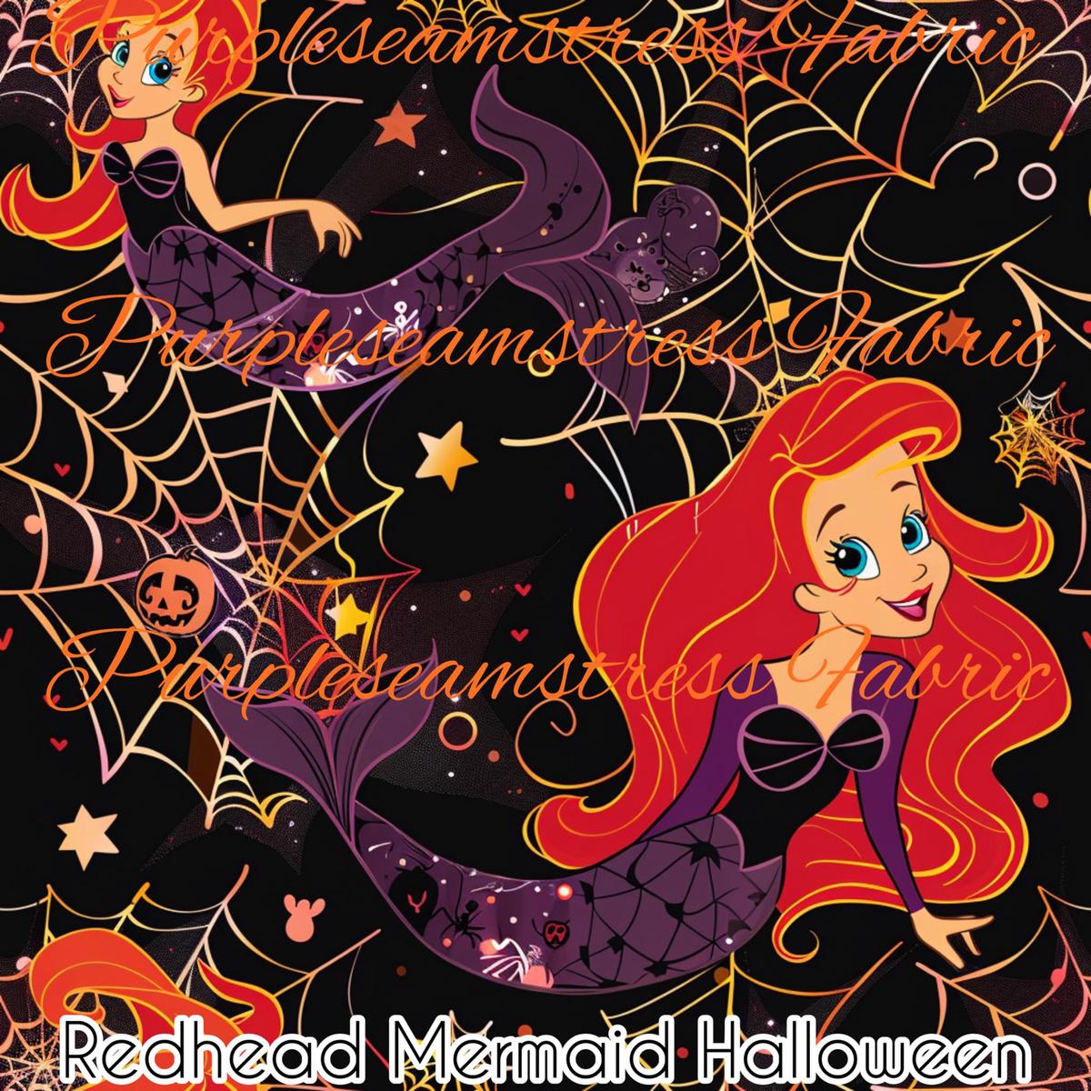 Redhead Mermaid Halloween  Fabric