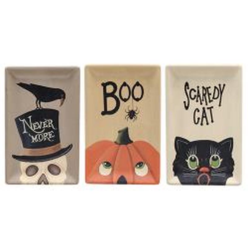 SCAREDY CAT Decorative Trays for Halloween by CWI