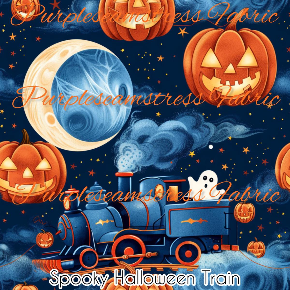 Spooky Halloween Train  Fabric