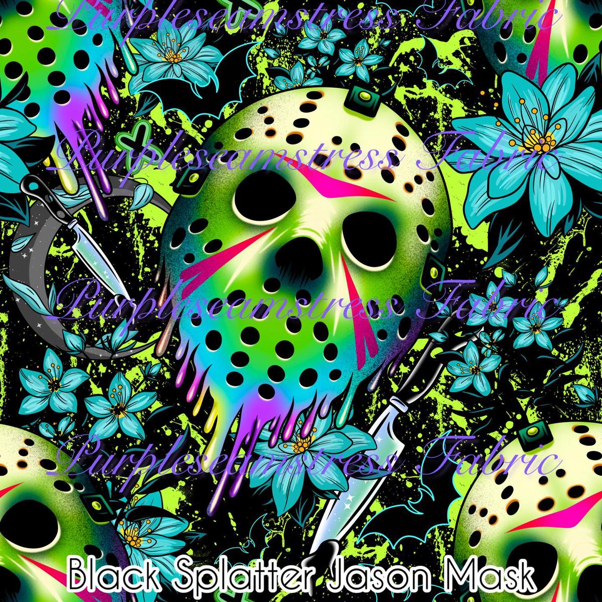 Black Splatter Jason Mask  Fabric