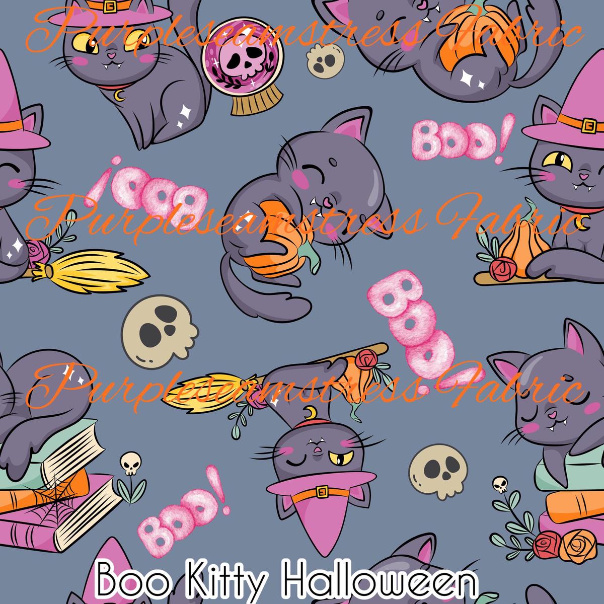 Boo Kitty Halloween  Fabric
