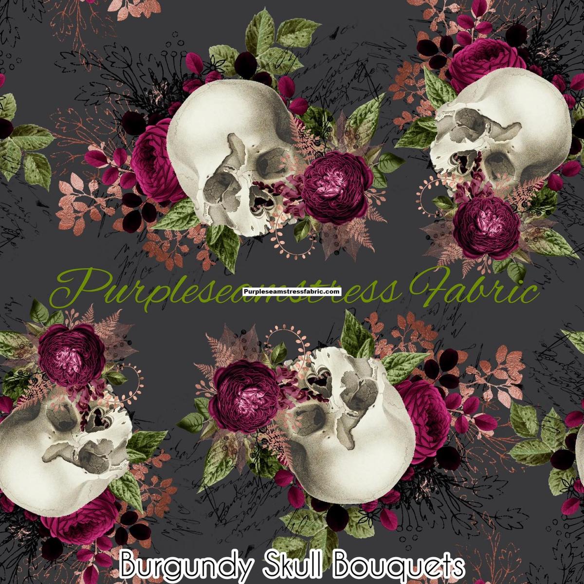 Burgundy Skull Bouquets  Fabric