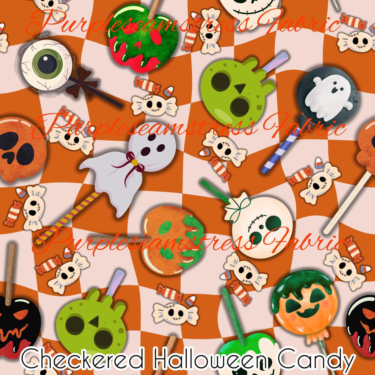 Checkered Halloween Candy  Fabric