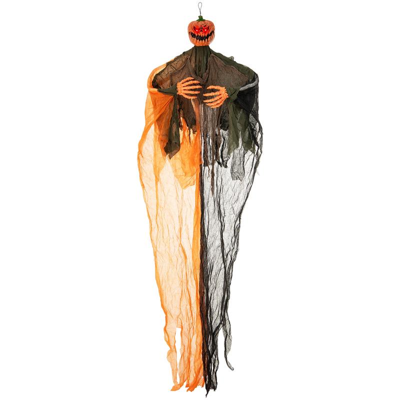 6 Feet Hanging Pumpkin Ghost, Bendable Arms, Red