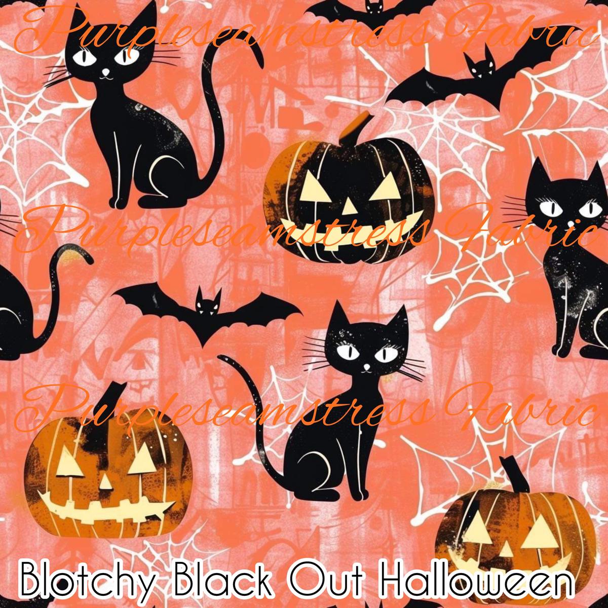 Blotchy Black Out Halloween  Fabric