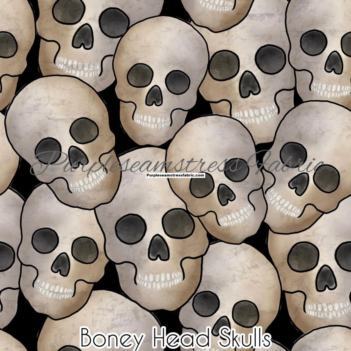 Boney Head Skulls  Fabric