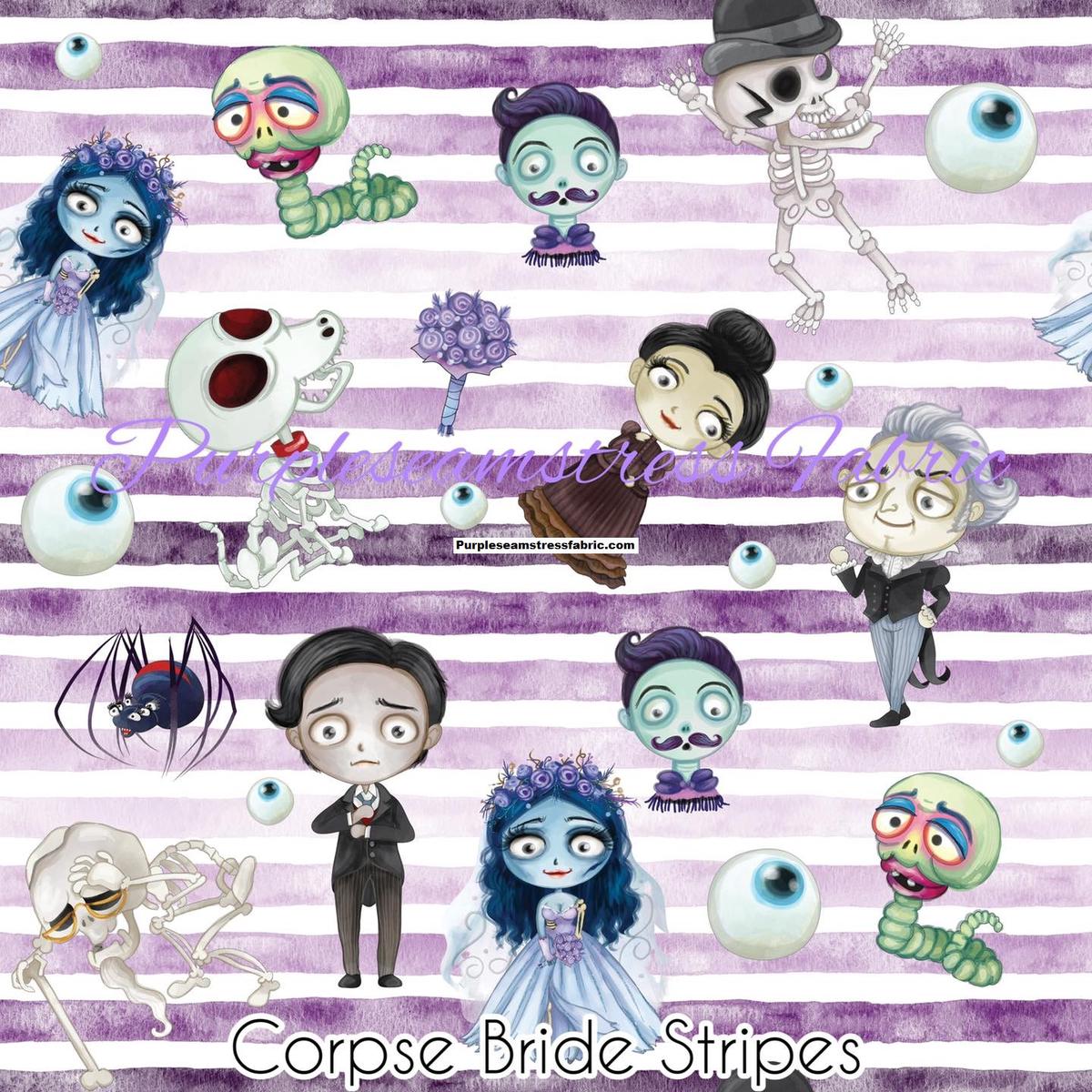 Corpse Bride Stripes  Fabric