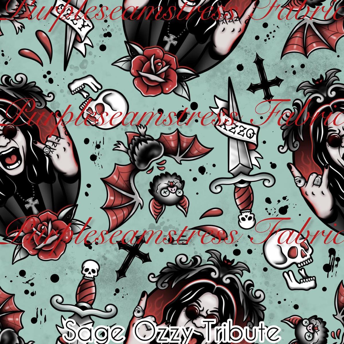 Sage Ozzy Tribute  Fabric
