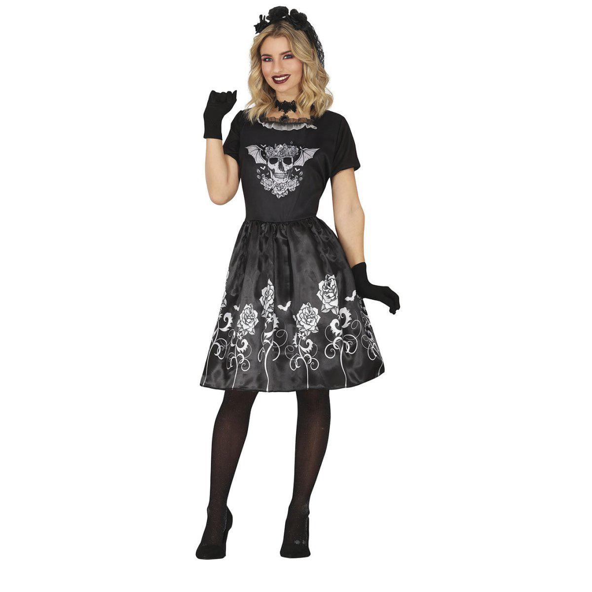 Spgelse Halloween-kjole sort
