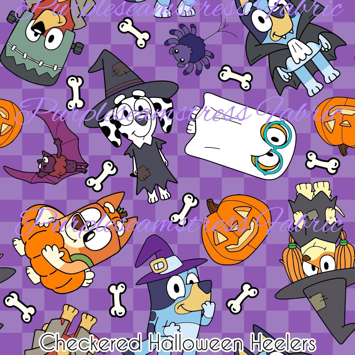 Checkered Halloween Heeler  Fabri...