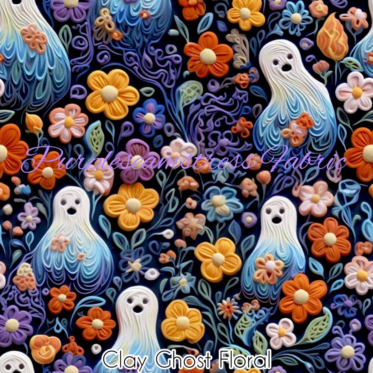 Clay Ghost Floral  Fabric