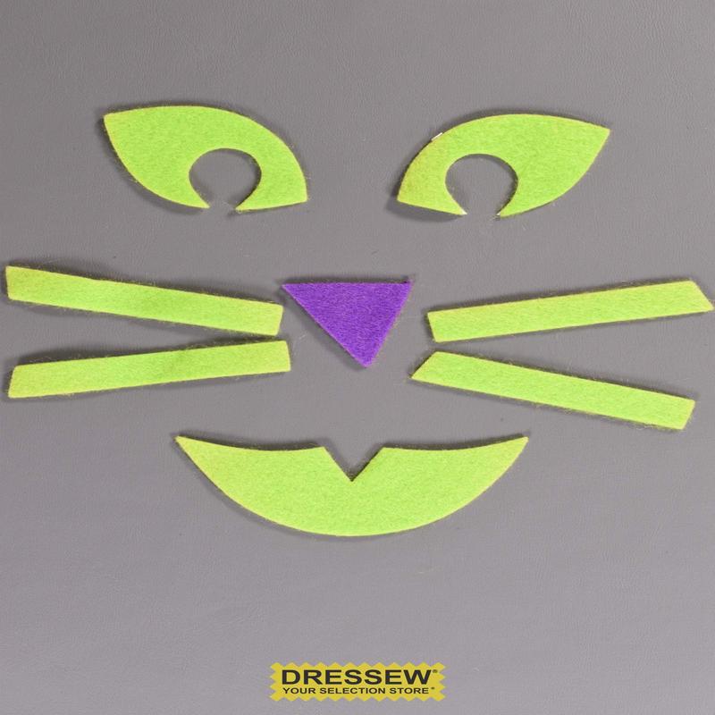 Stick-On Felt Jack-O-Lantern Face Green Cat