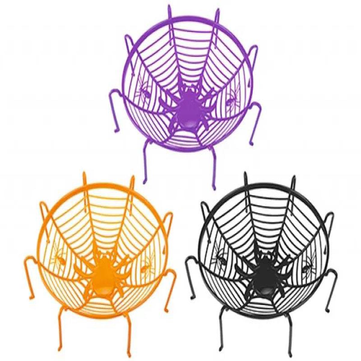 26cm Spiders Web Halloween Basket With Legs Assorted