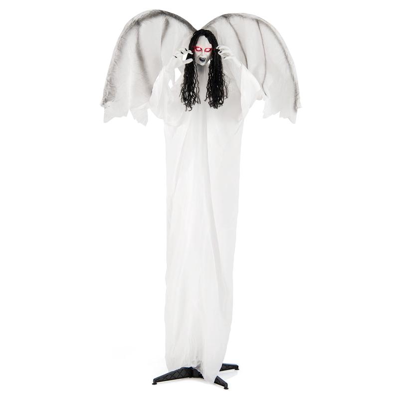 6.6 Feet Halloween Animatronic Angel, Light-Up Eyes, Flapping Wings - Options