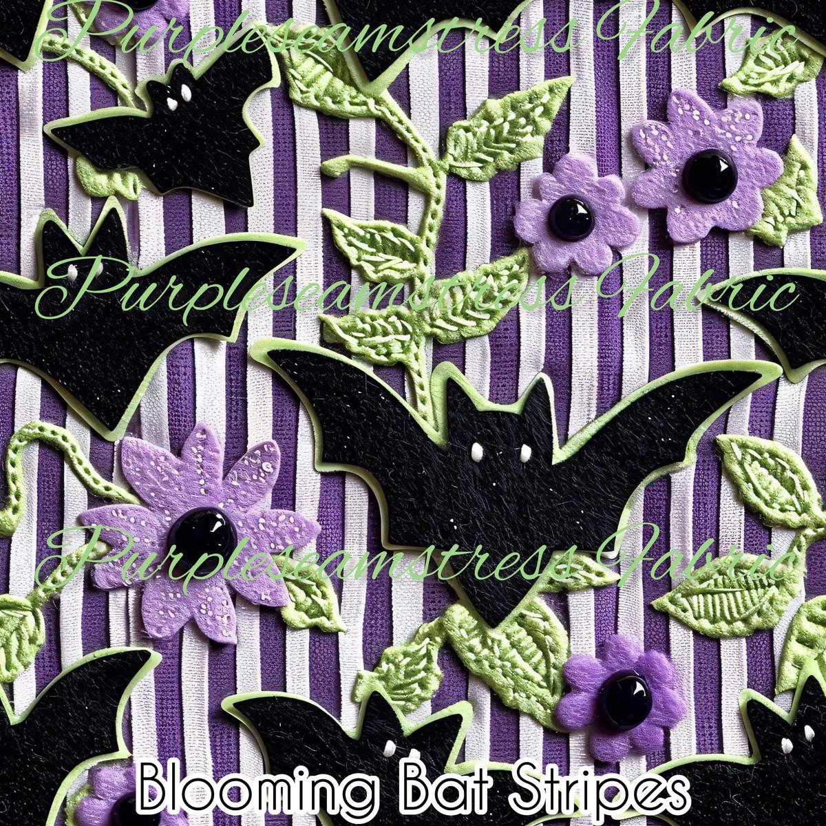 Blooming Bat Stripes  Fabric