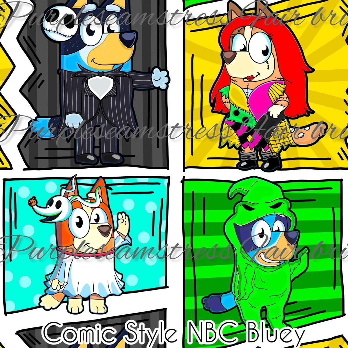 Comic Style NBC Bluey  Fabric