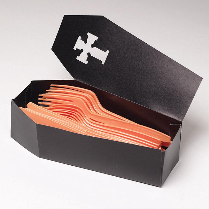 18/Case Bulk Halloween Coffin Silverware Caddies