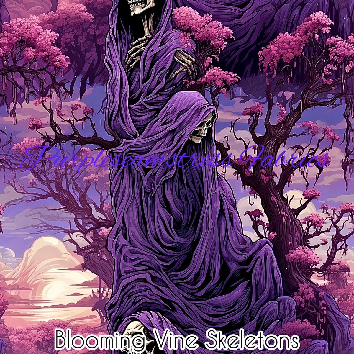 Blooming Vines Skeletons  Fabric