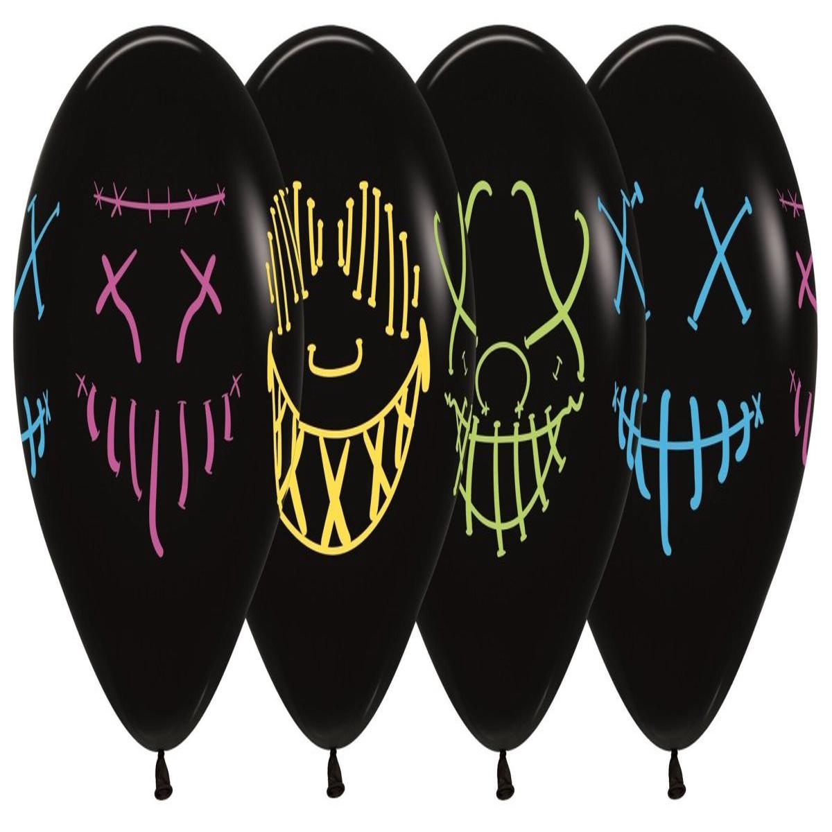 Balloner Masker Neon Blk Sort 30cm 25stk