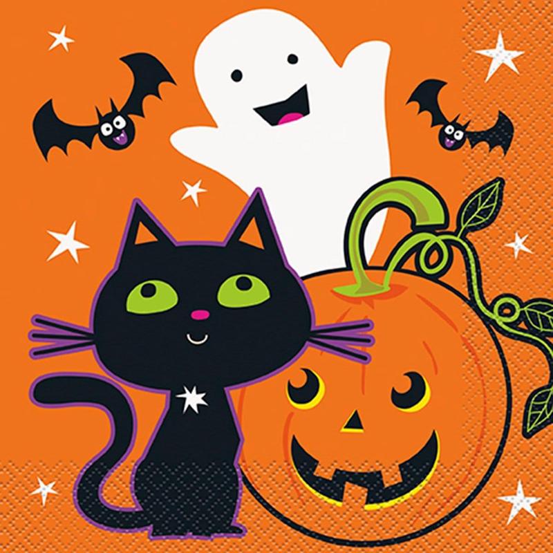 Cat & Pumpkin Lunch Napkins, 16 per Package