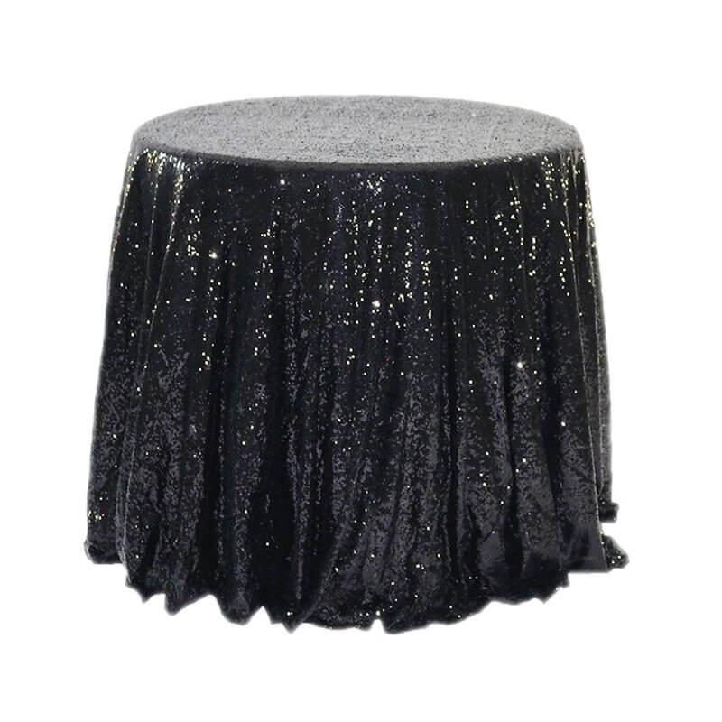 Round Sparkling Black Sequin Tablecloth - 4 Sizes