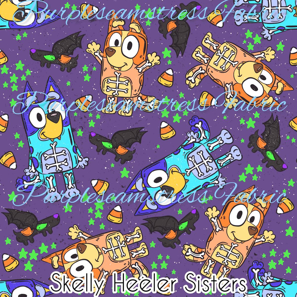 Skelly Heeler Sisters  Fabric
