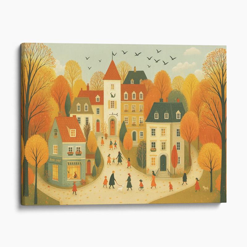 Vintage Autumn Fall Village