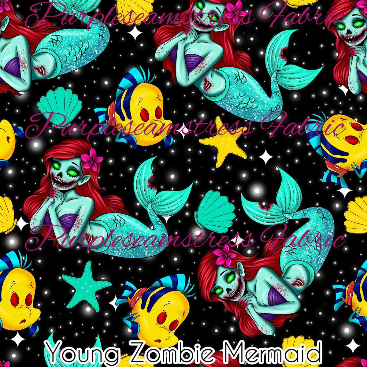 Young Zombie Mermaid  Fabric