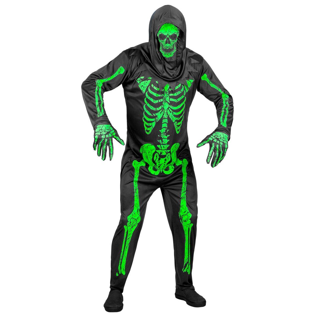 Skelet kostume mnd neon 3 dele