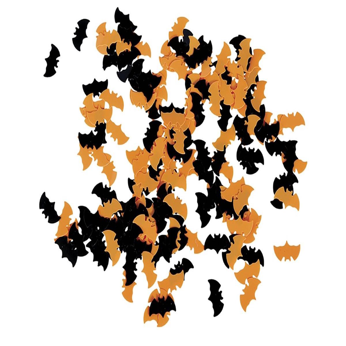 Sort-orange Halloween-bordkonfetti-flagermus