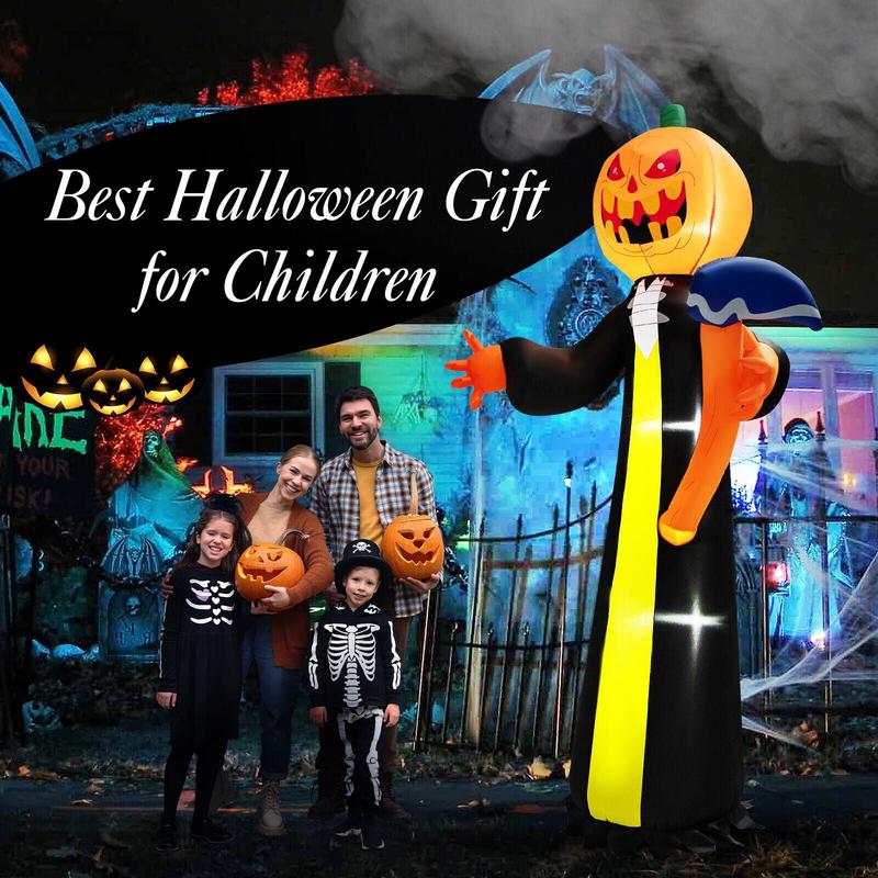 10 Feet Halloween Inflatable Pumpkin Ghosts with Built-in LEDs
