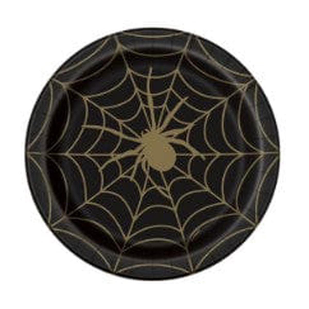 9 in. Gold and Black Spider Web plate (8 ct.)