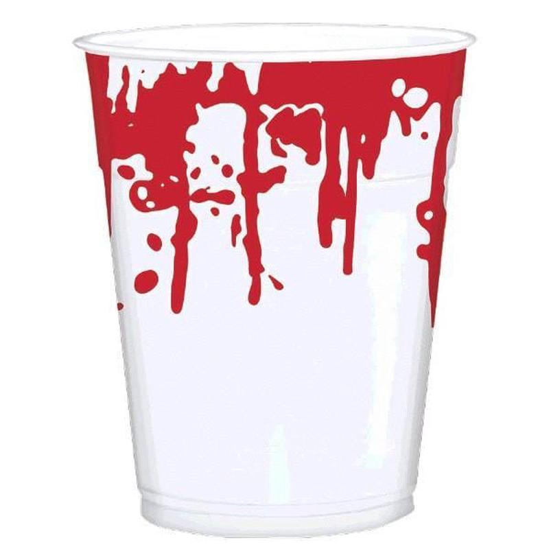 Bloody printed plastic cups 16 ounces, 25 per package