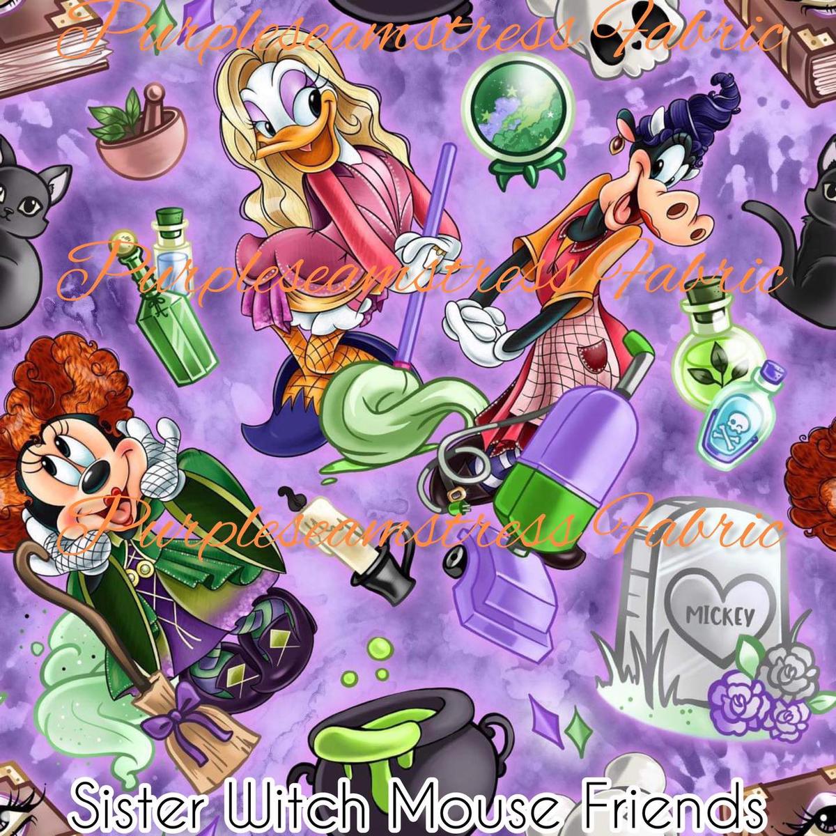 Sister Witch Mouse Friends  Fabric