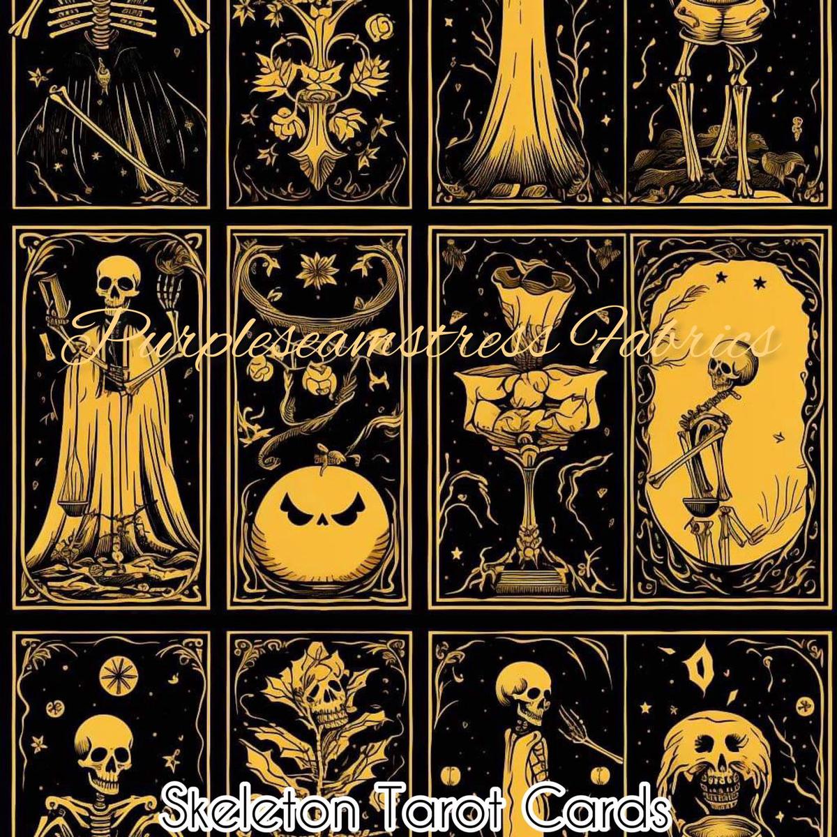 Skeleton Tarot Cards  Fabric