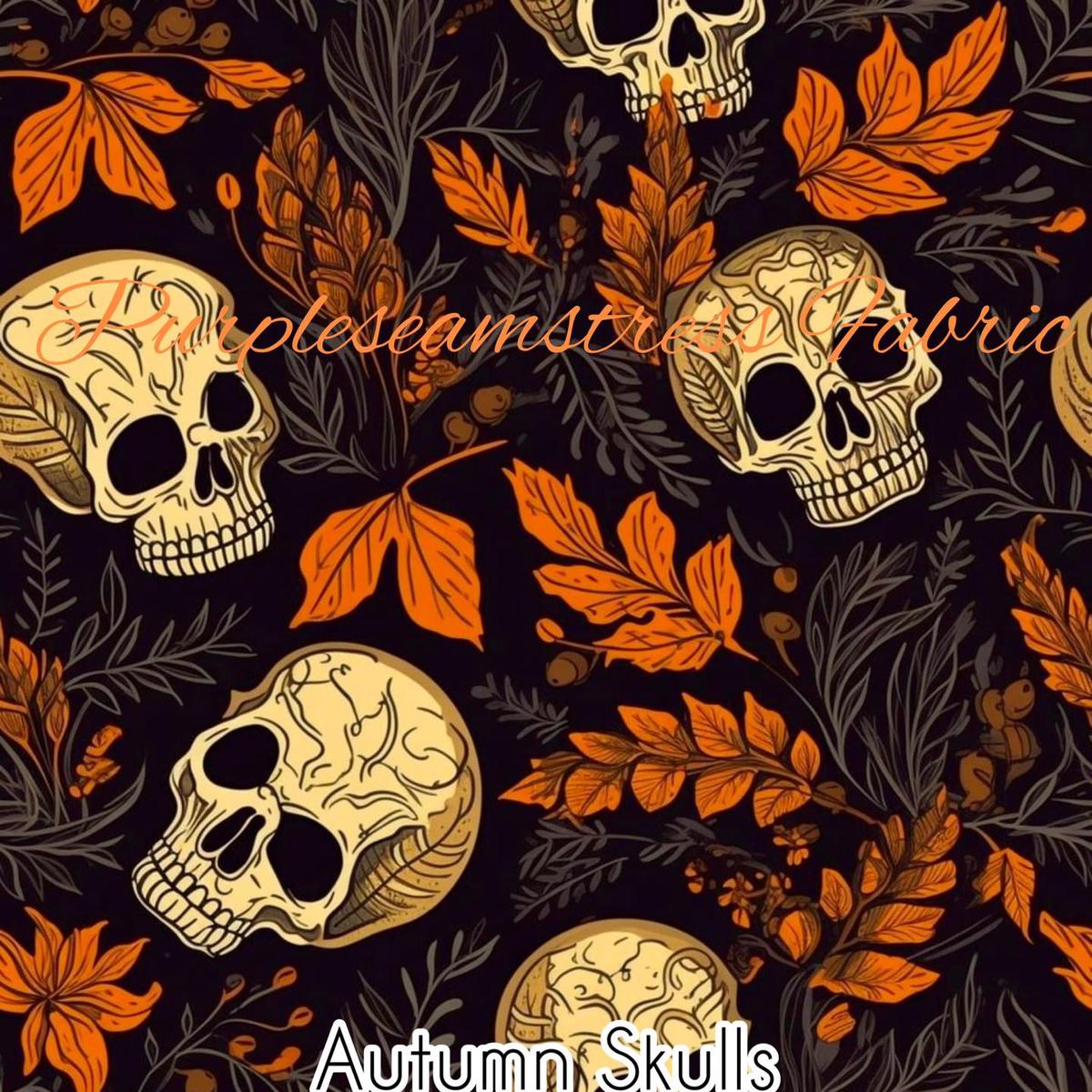Autumn Skulls  Fabric