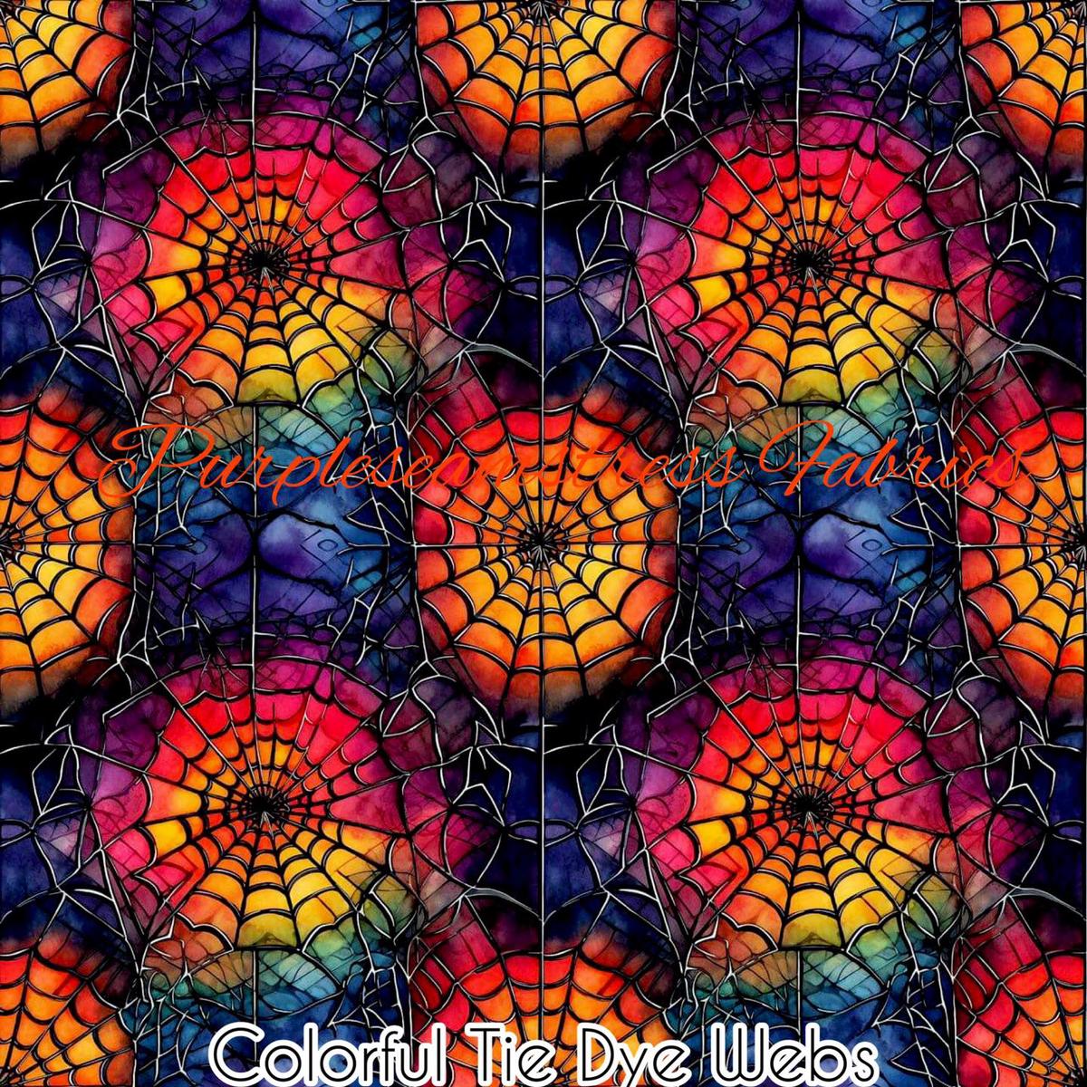 Colorful Tie Dye Webs  Fabric