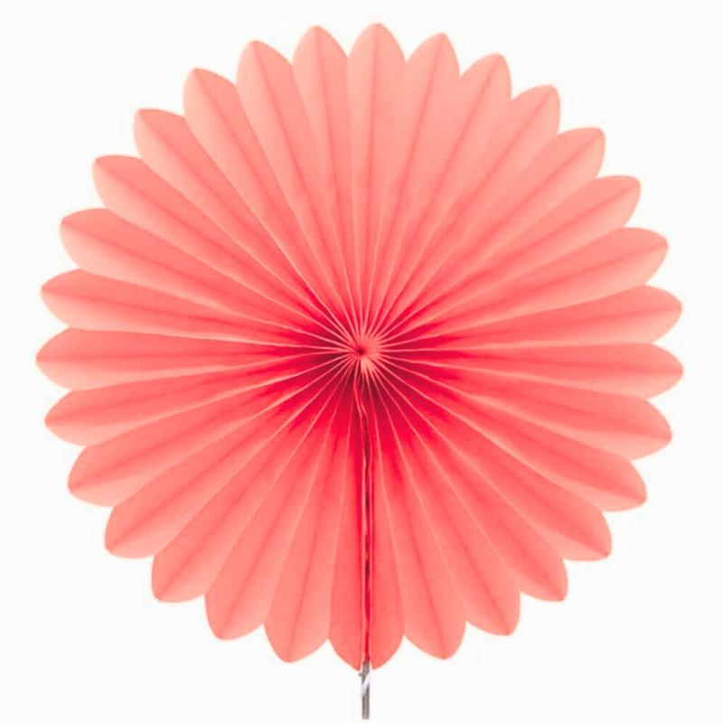 Coral Tissue Paper Fan - 6 Sizes