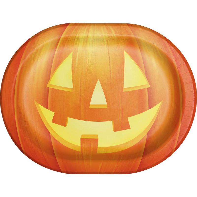 96/Case Bulk Pumpkin Party Paper Oval Platter