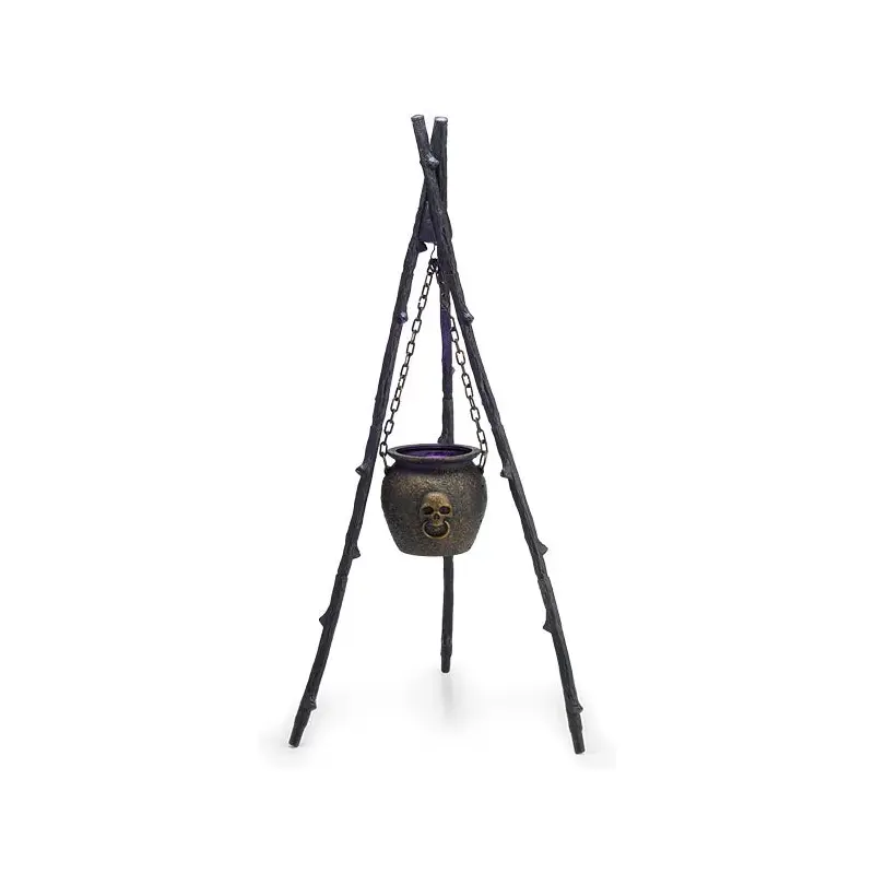 BLACK ANIMATED WITCH CAULDRON DECOR