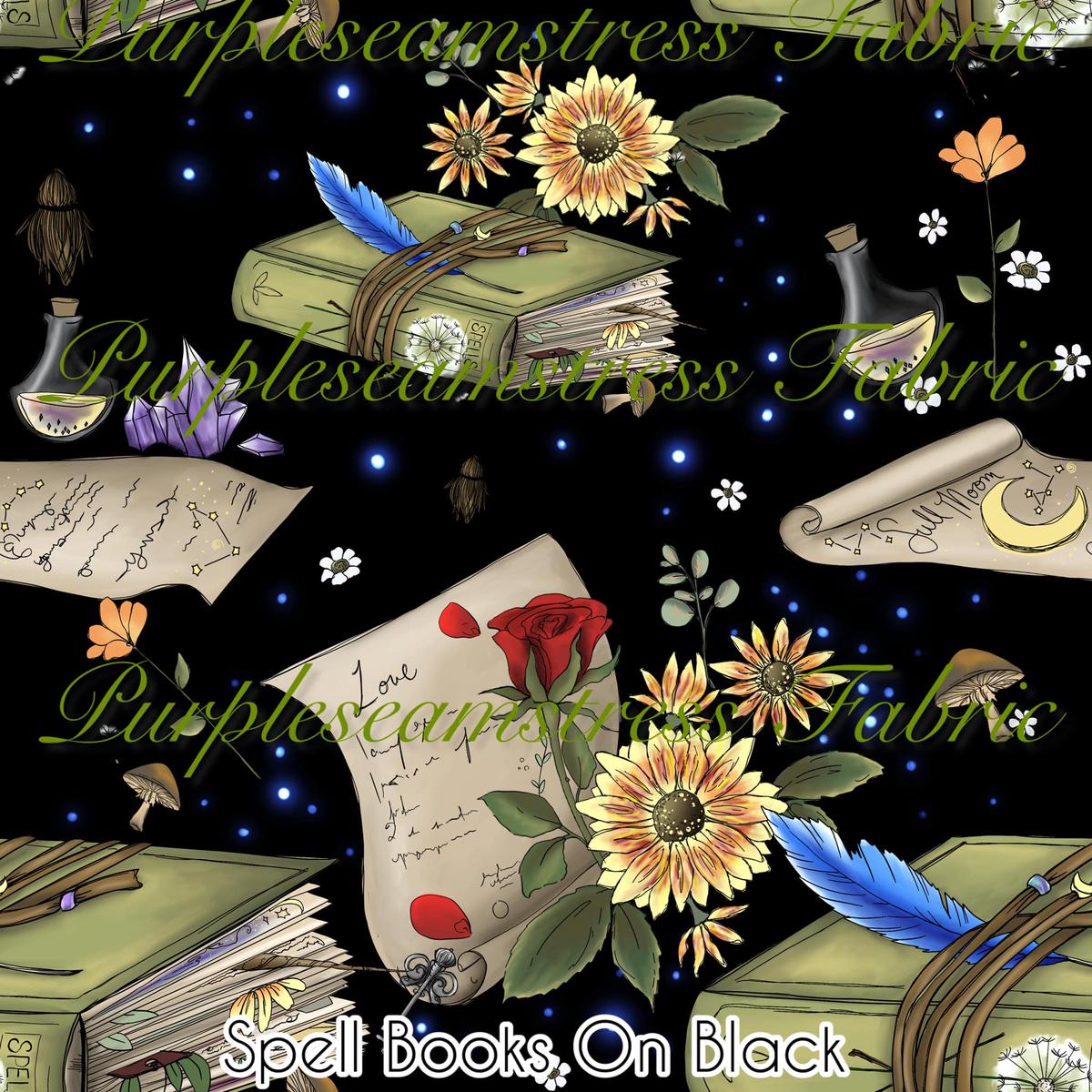 Spell Books on Black  Fabric