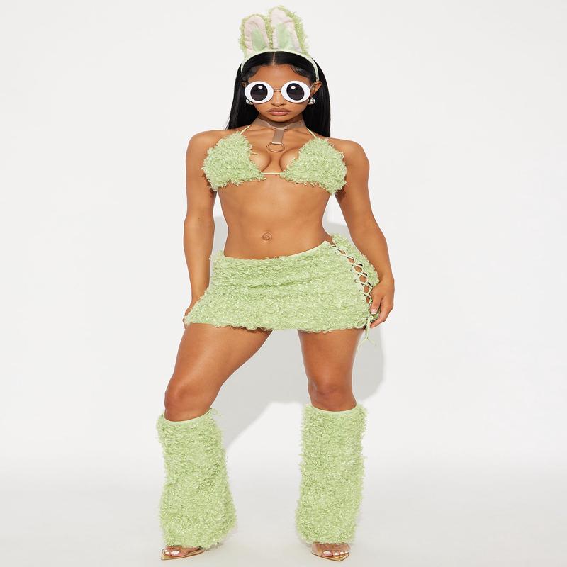 Boo Boo Monster 6 Piece Faux Fur Halloween Costume - Green