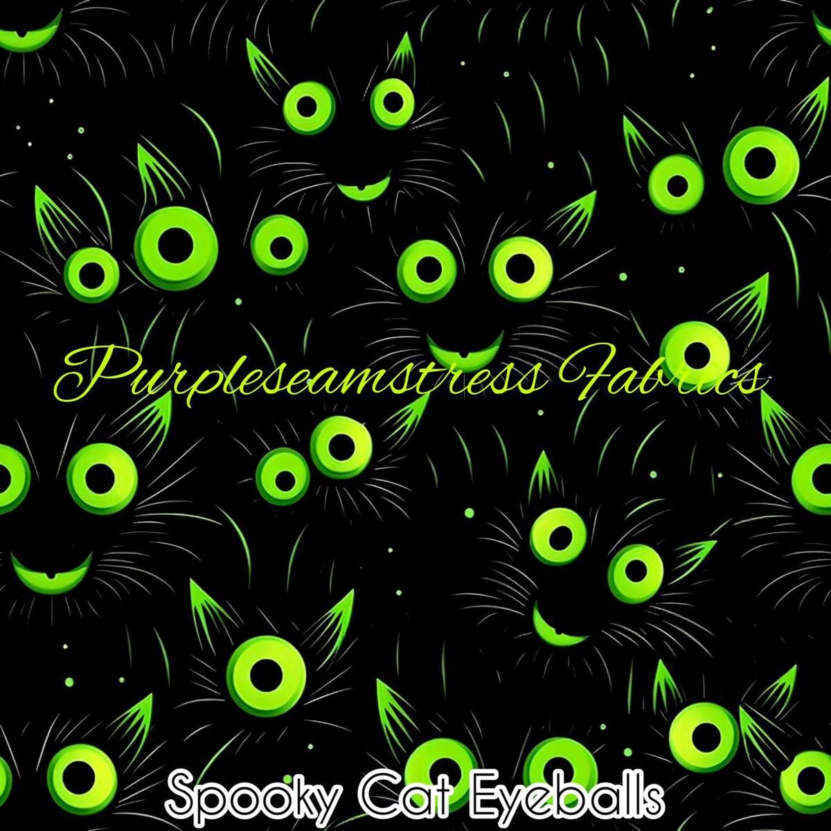 Spooky Cat Eyeballs  Fabric