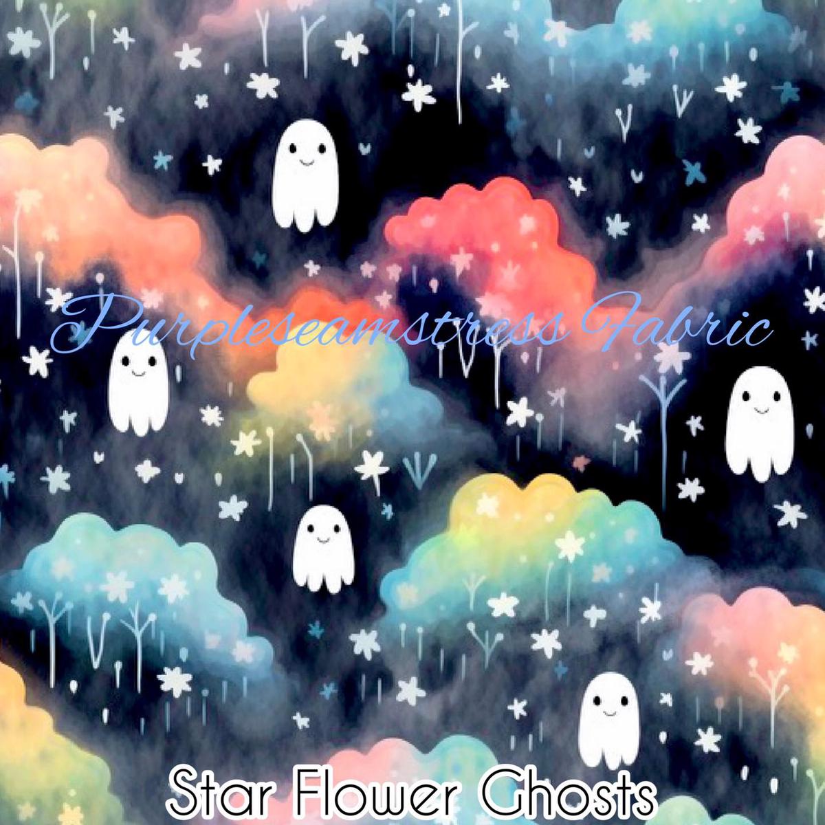 Star Flower Ghosts  Fabric
