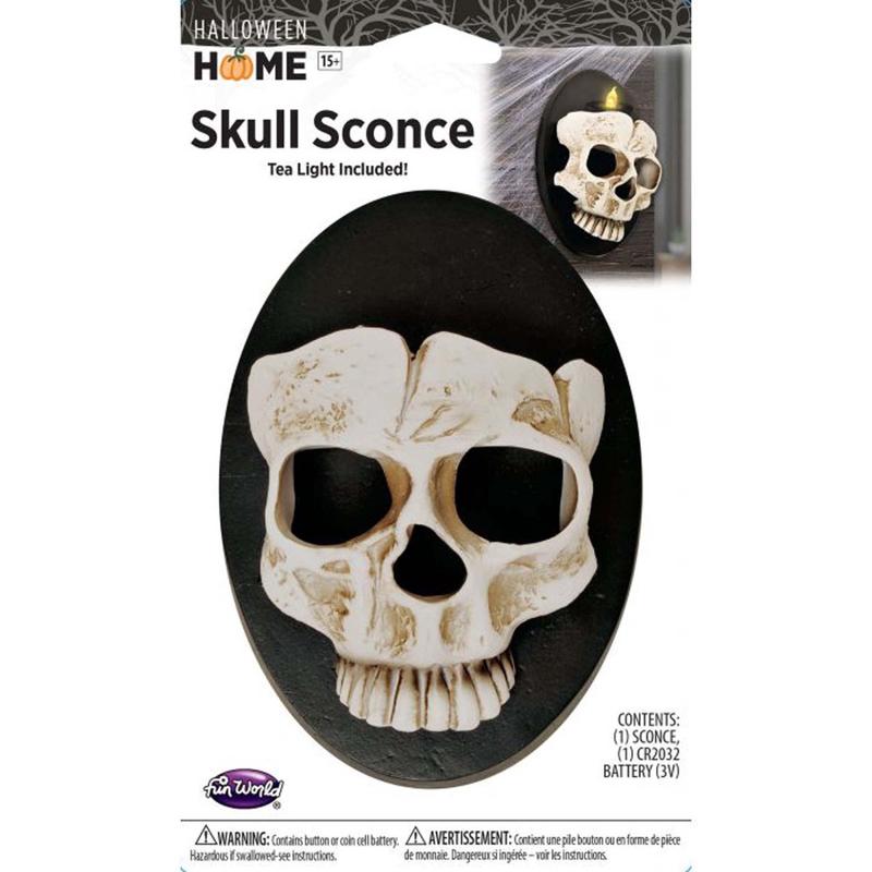 3D Skull Wall Sconce With Tea Light, 6 Inches, 1 Count