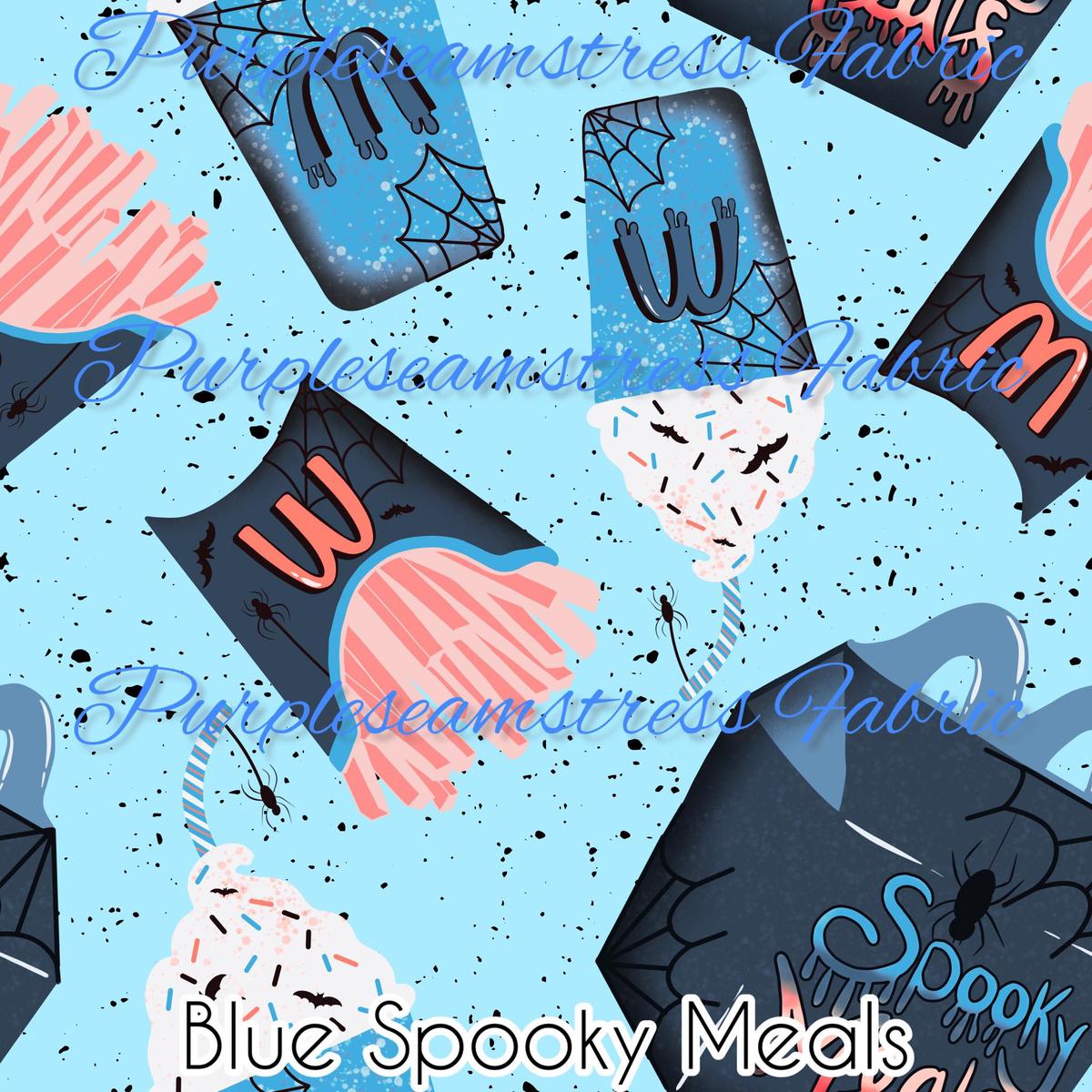 Blue Spooky Meals  Fabric